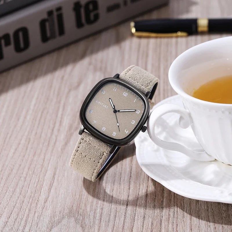 Vintage Square Dial Leather Belt Wristwatch Brand Quartz Watch Youth Student Watch Casual Fashion Men Women Gift Clock Wholesale