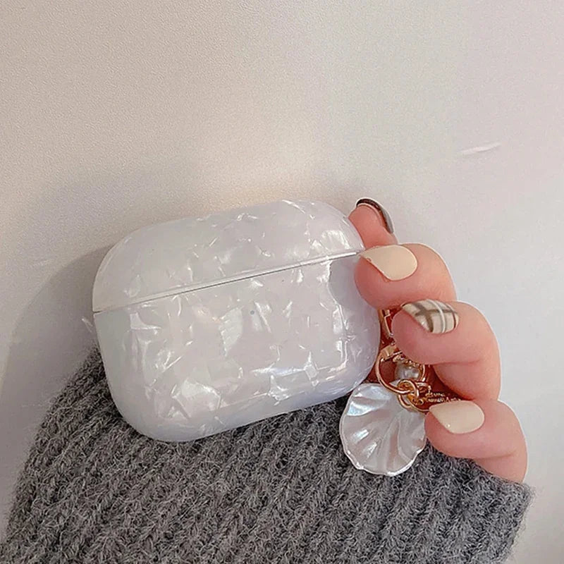 Dreamy Pearl Shell Soft Case For AirPods 4 3 2 1 Pro 2 2nd Cover Funda Wireless Headphone Coque Accessories Box With Keychain