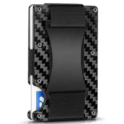 Forged Carbon Fiber Minimalist Slim Smart Wallets for Men Cashback Credit Card Holder Luxury Aluminium Wallet Rfid Money Clip
