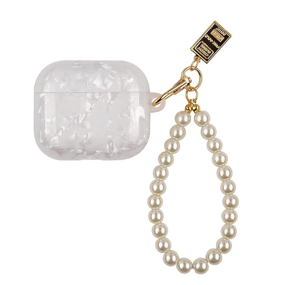 Dreamy Pearl Shell Soft Case For AirPods 4 3 2 1 Pro 2 2nd Cover Funda Wireless Headphone Coque Accessories Box With Keychain
