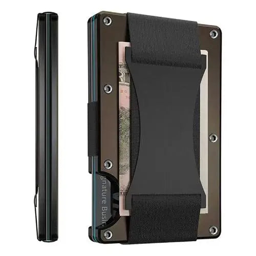 Forged Carbon Fiber Minimalist Slim Smart Wallets for Men Cashback Credit Card Holder Luxury Aluminium Wallet Rfid Money Clip