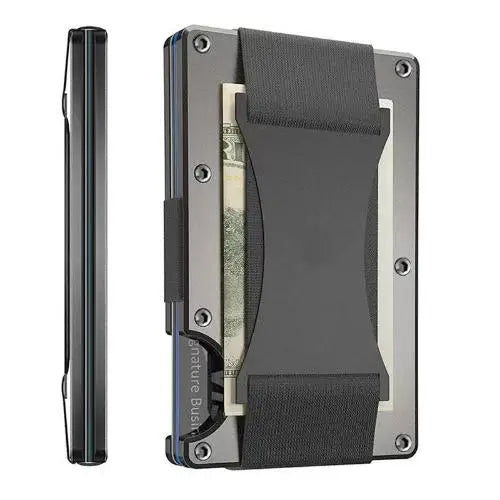 Forged Carbon Fiber Minimalist Slim Smart Wallets for Men Cashback Credit Card Holder Luxury Aluminium Wallet Rfid Money Clip