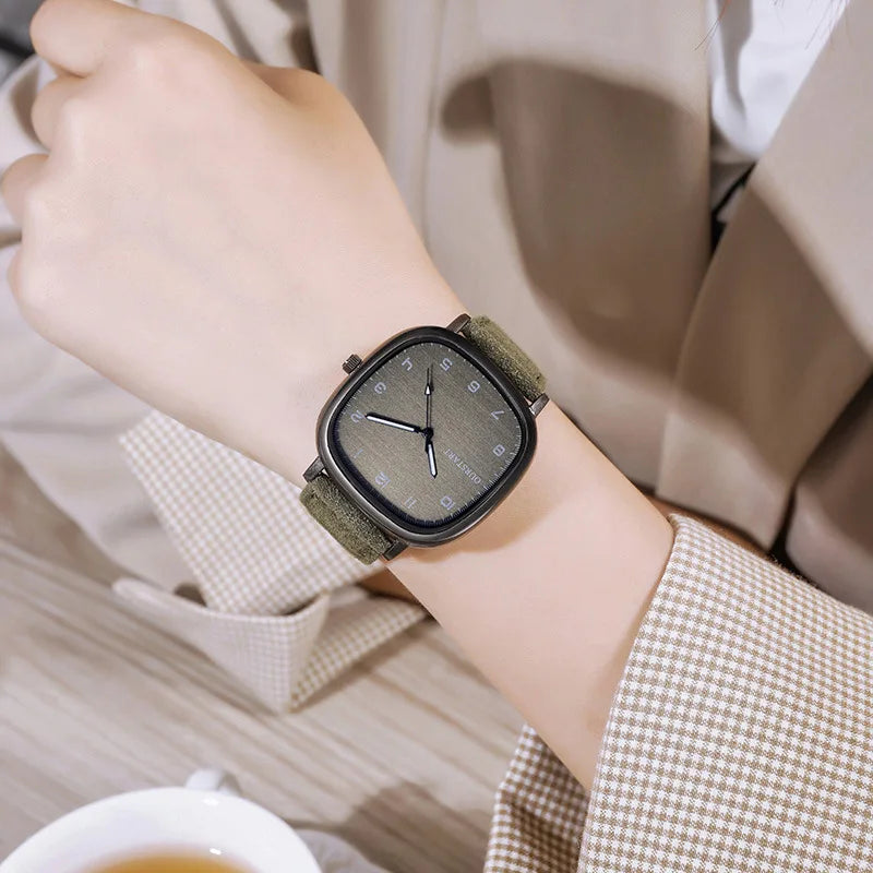 Vintage Square Dial Leather Belt Wristwatch Brand Quartz Watch Youth Student Watch Casual Fashion Men Women Gift Clock Wholesale