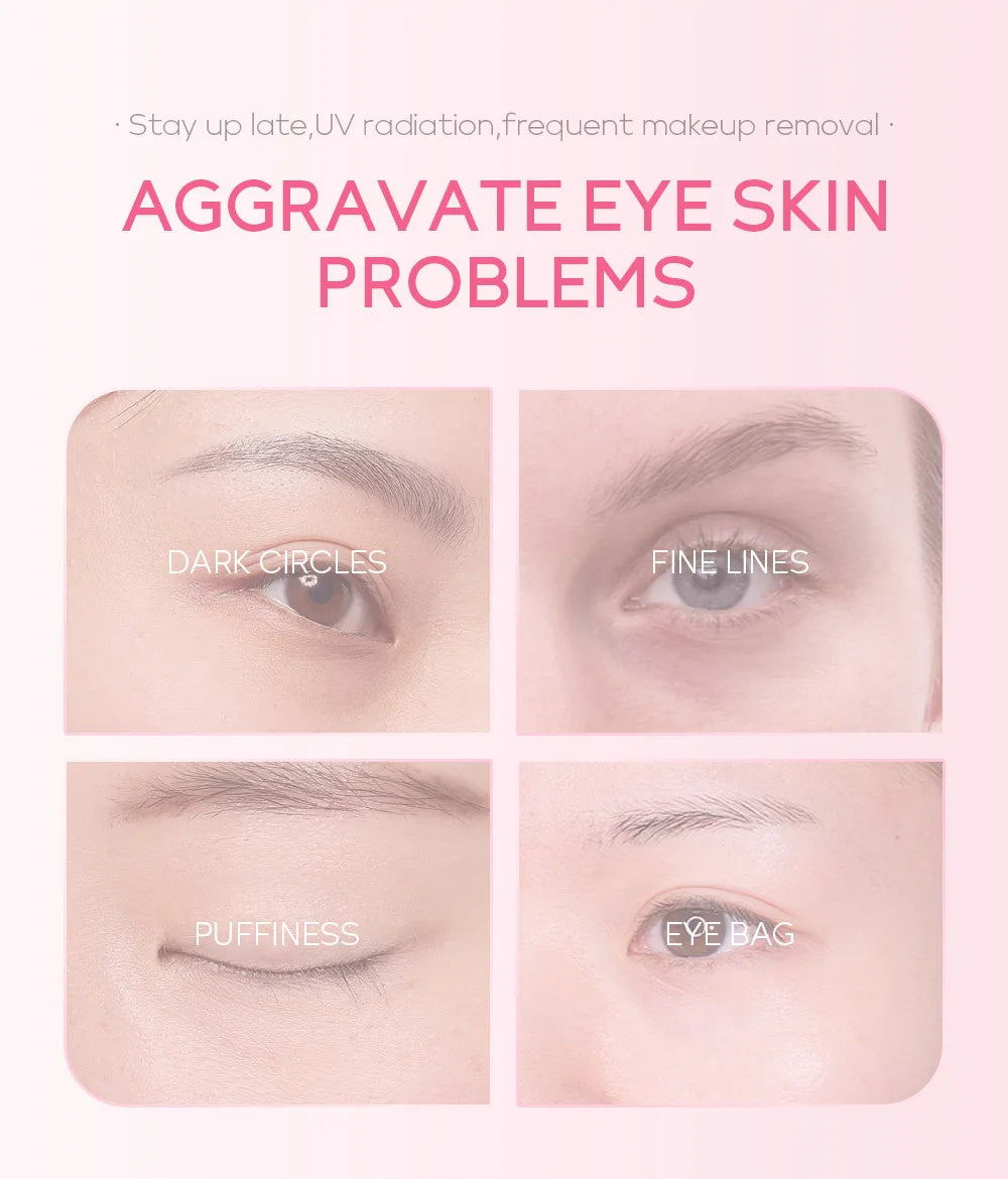 LAIKOU Sakura Eye Serum Eye Roller Massage Vitamin C Hyaluronic Acid Skin Care Eye Bags Cream Moisturizing Dark Circles 15ml