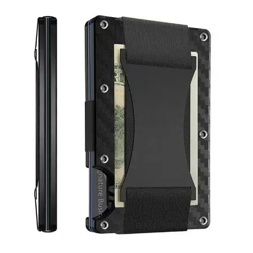Forged Carbon Fiber Minimalist Slim Smart Wallets for Men Cashback Credit Card Holder Luxury Aluminium Wallet Rfid Money Clip