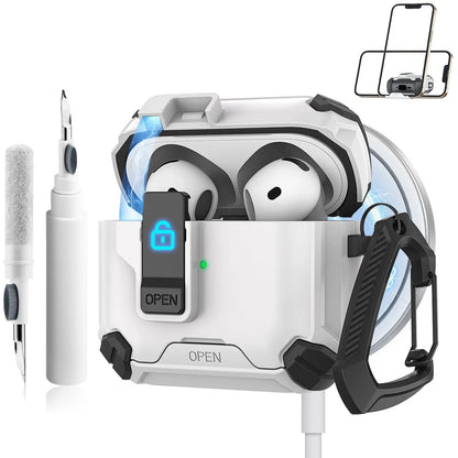 for AirPods 4 Case with Magsafe Magnetic Automatic Lock with Phone Stand Protective Cover with Cleaner kit Case for Airpods 4