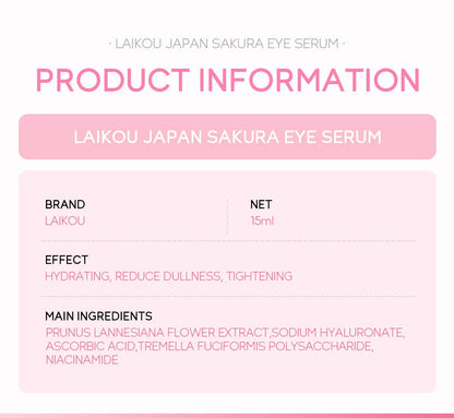 LAIKOU Sakura Eye Serum Eye Roller Massage Vitamin C Hyaluronic Acid Skin Care Eye Bags Cream Moisturizing Dark Circles 15ml