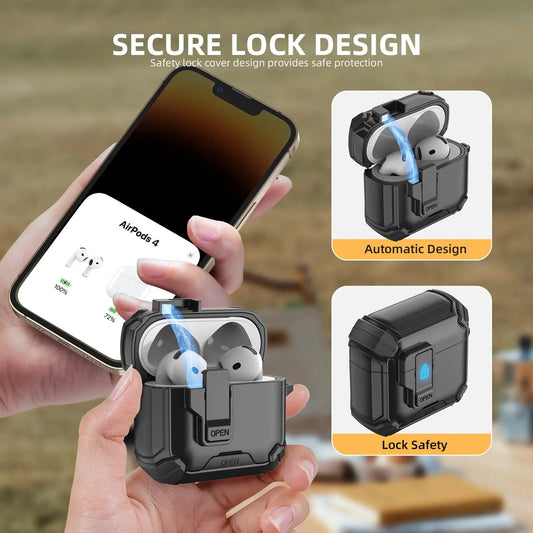 for AirPods 4 Case with Magsafe Magnetic Automatic Lock with Phone Stand Protective Cover with Cleaner kit Case for Airpods 4