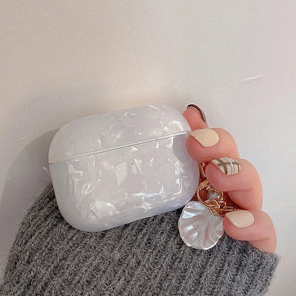 Dreamy Pearl Shell Soft Case For AirPods 4 3 2 1 Pro 2 2nd Cover Funda Wireless Headphone Coque Accessories Box With Keychain