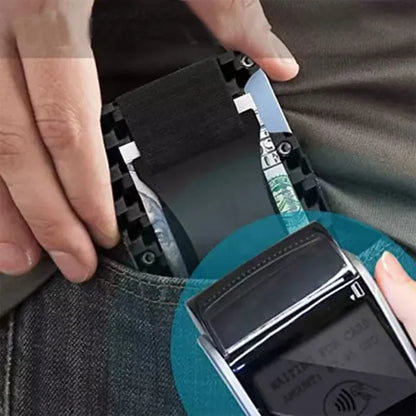 Forged Carbon Fiber Minimalist Slim Smart Wallets for Men Cashback Credit Card Holder Luxury Aluminium Wallet Rfid Money Clip