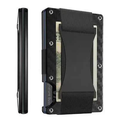 Forged Carbon Fiber Minimalist Slim Smart Wallets for Men Cashback Credit Card Holder Luxury Aluminium Wallet Rfid Money Clip